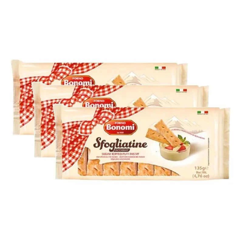 3 Biscoitos Folhado Sfogliatine Glassate Forno Italiano 200g