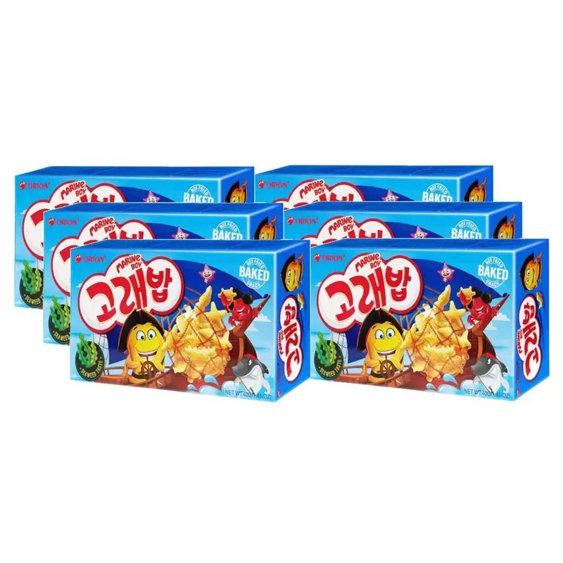6 Salgadinho Coreano Assado E Temperado Marine Boy Orion 40g