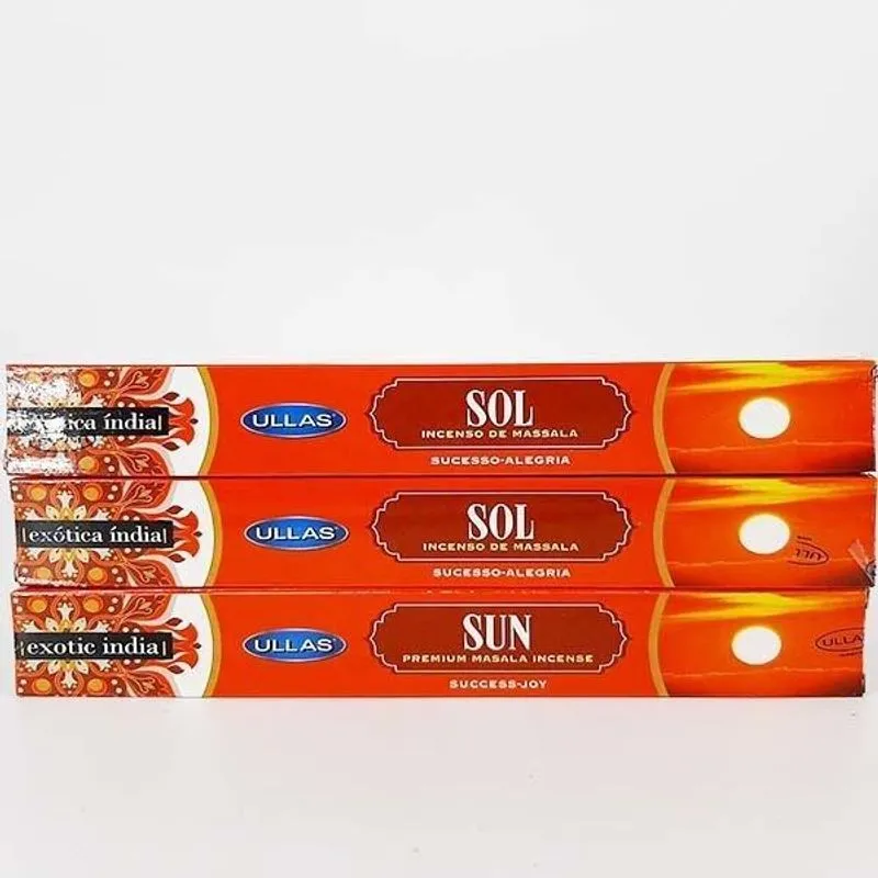 Incenso De Massala Sol Harmonia Paz Ullas Kit 3 Unid.