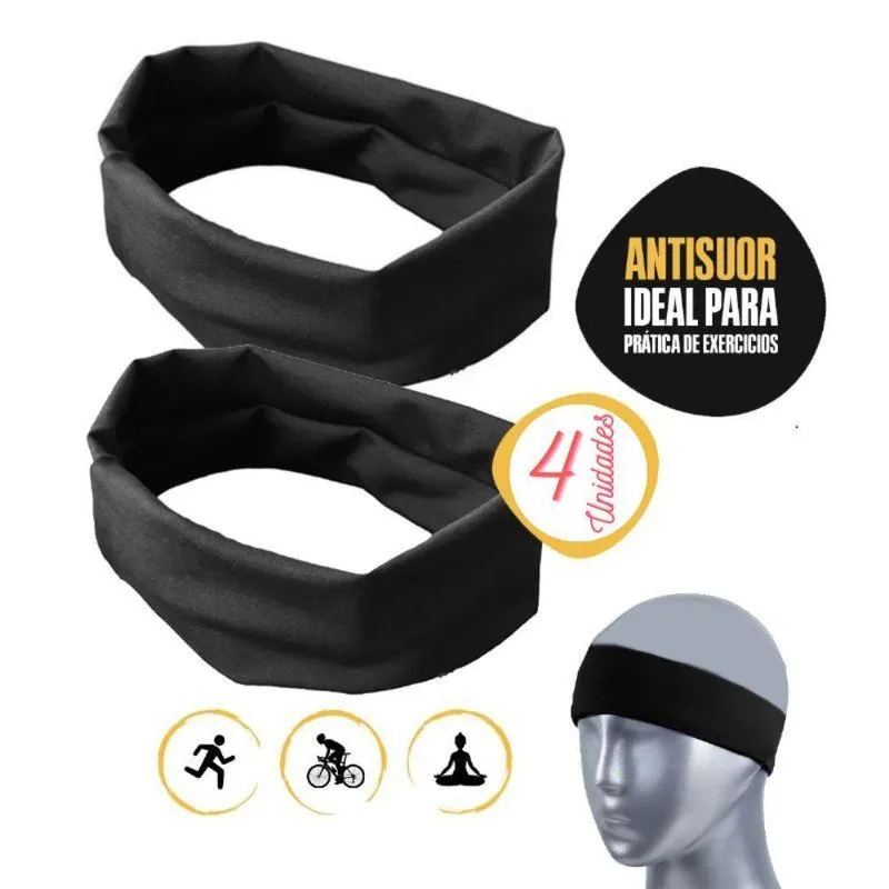 4 Faixas Cabeça Anti Suor Cabelo Testa Headband Academia