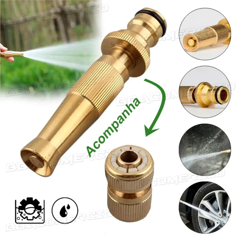 Esguicho Bico Alta Pressão Para Mangueira 1/2 + Conector