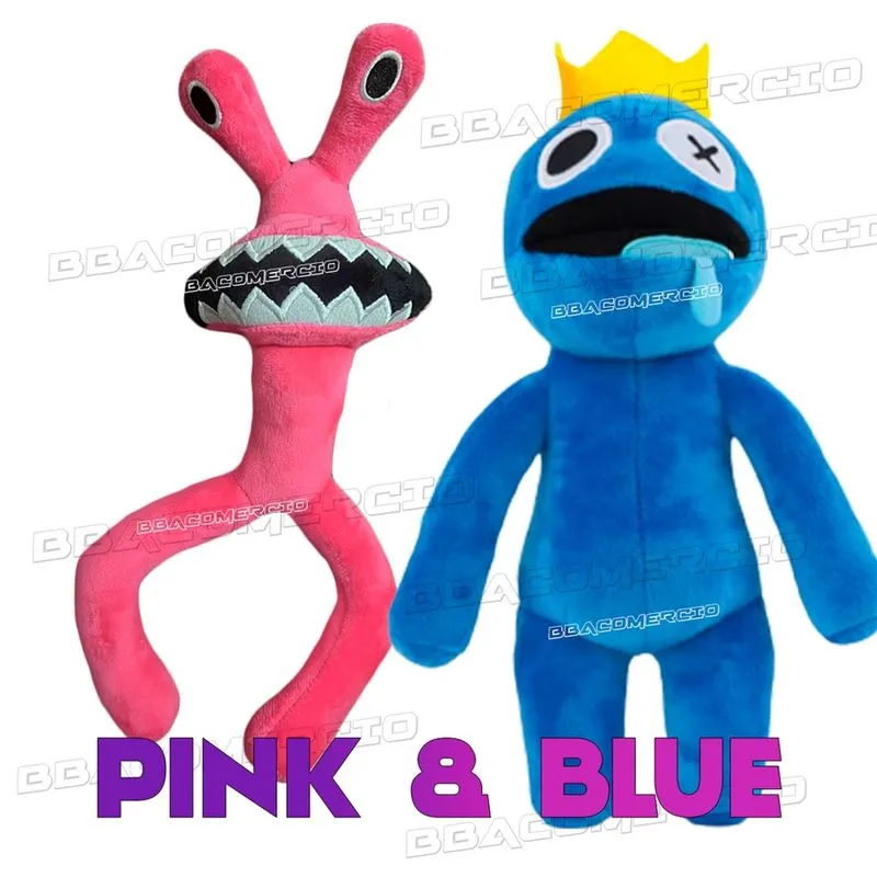 Kit Pelúcia Rainbow Friends Roblox Boneco Blue Azul e Rosa