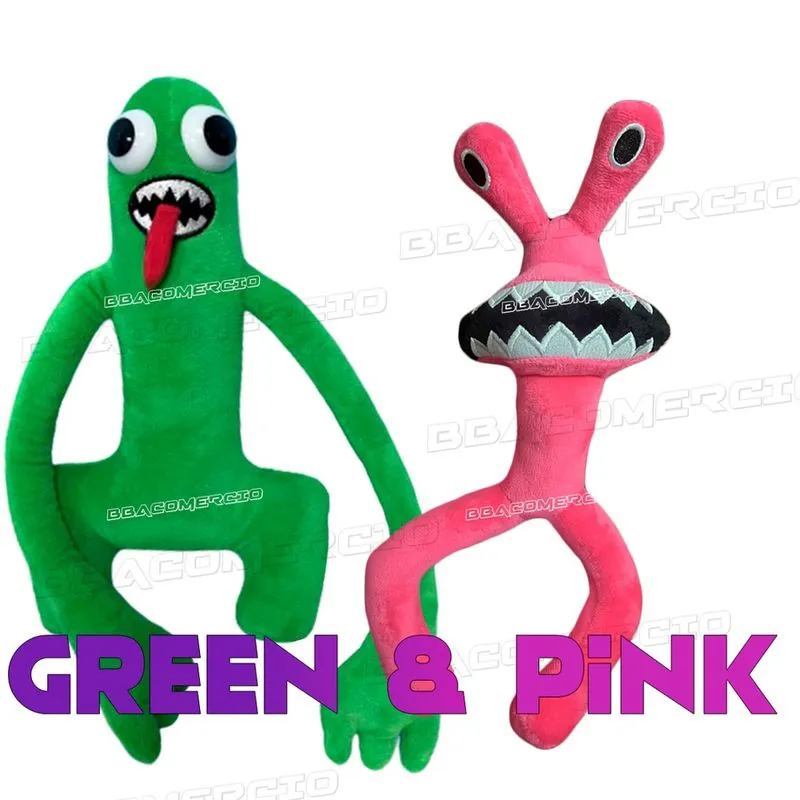 Kit Pelúcia Rainbow Friends Roblox Boneco Verde Green e Pink
