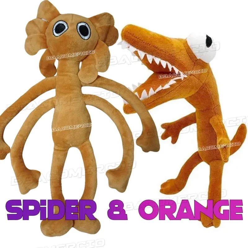 Kit Pelúcia Rainbow Friends Monstro Yellow Spider e Orange