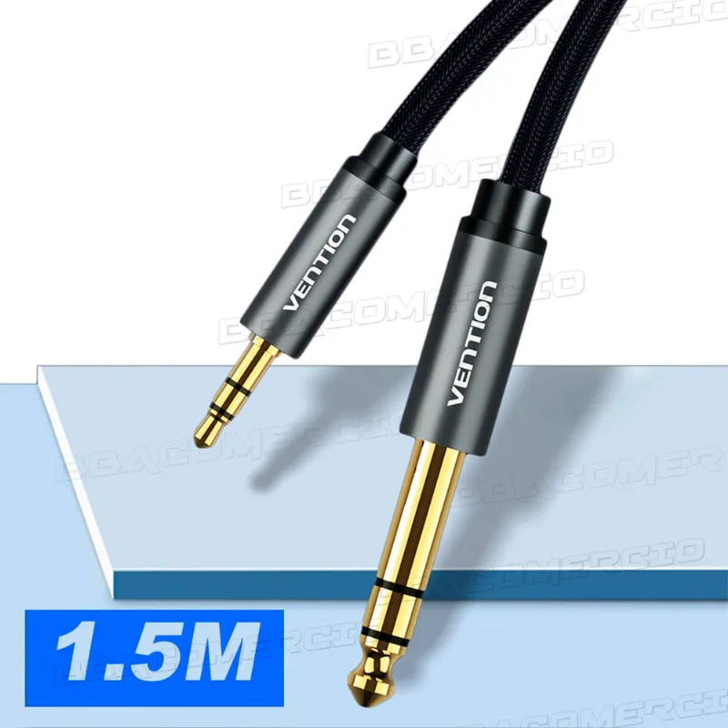 Cabo Auxiliar Extensor P10 x P2 6.5mm x 3.5mm 1,5m Estéreo