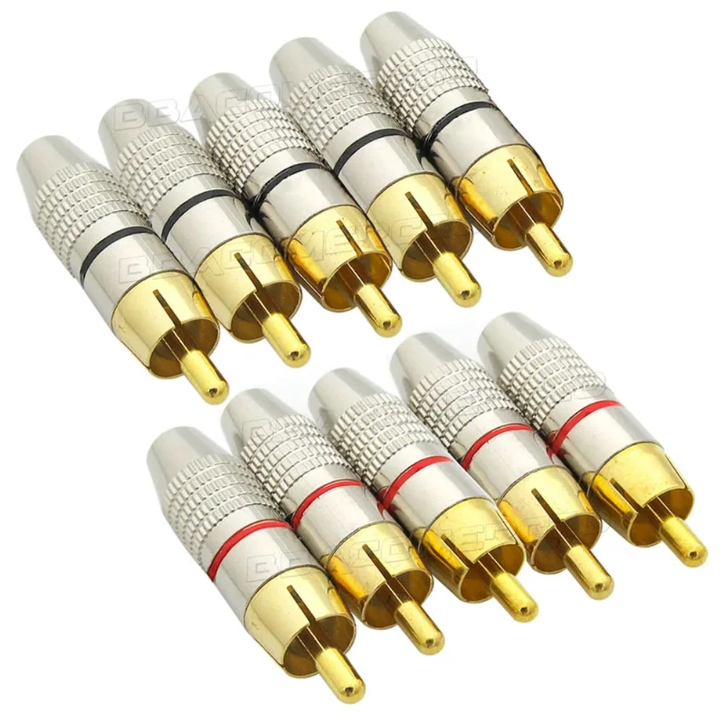 10 Unidades Adaptador Conector Plug rca Macho Audio e Video