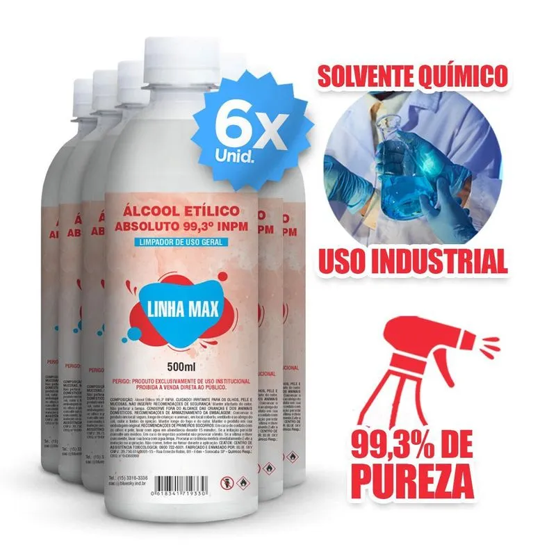 Kit Álcoool Etilico Absoluto 99% Garrafa 3 Litros Líquido
