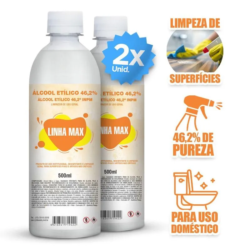 Álcoool Etilico 46% Garrafa 1 Litro Líquido