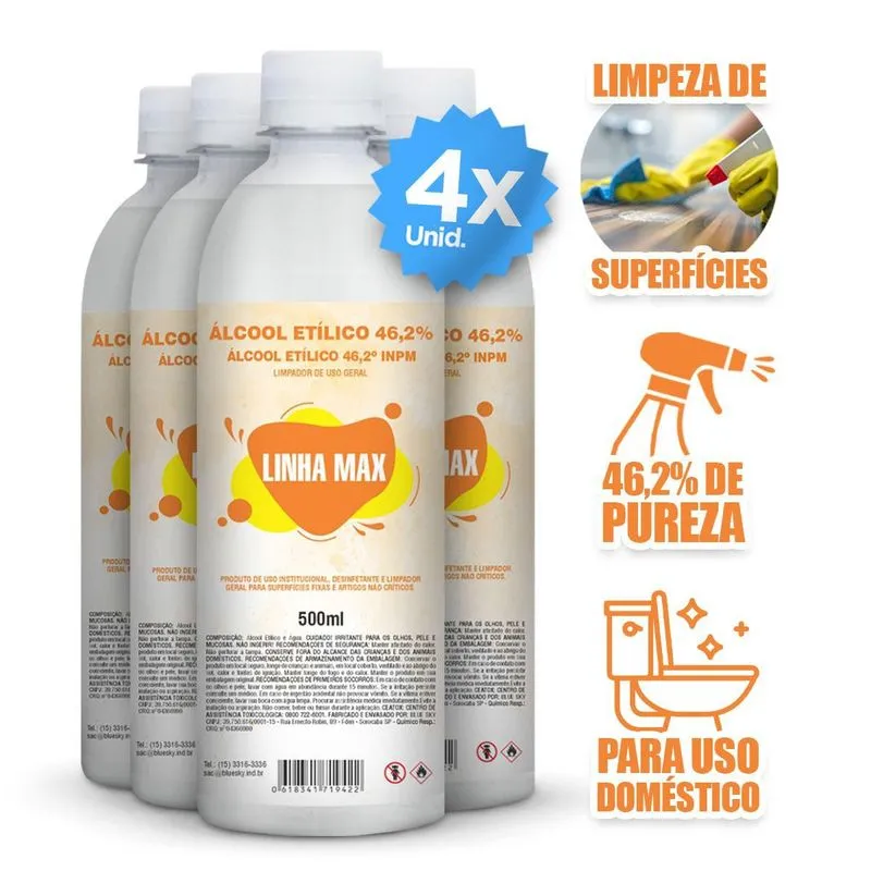 Álcoool Etilico 46% Garrafas 2 Litros Líquido