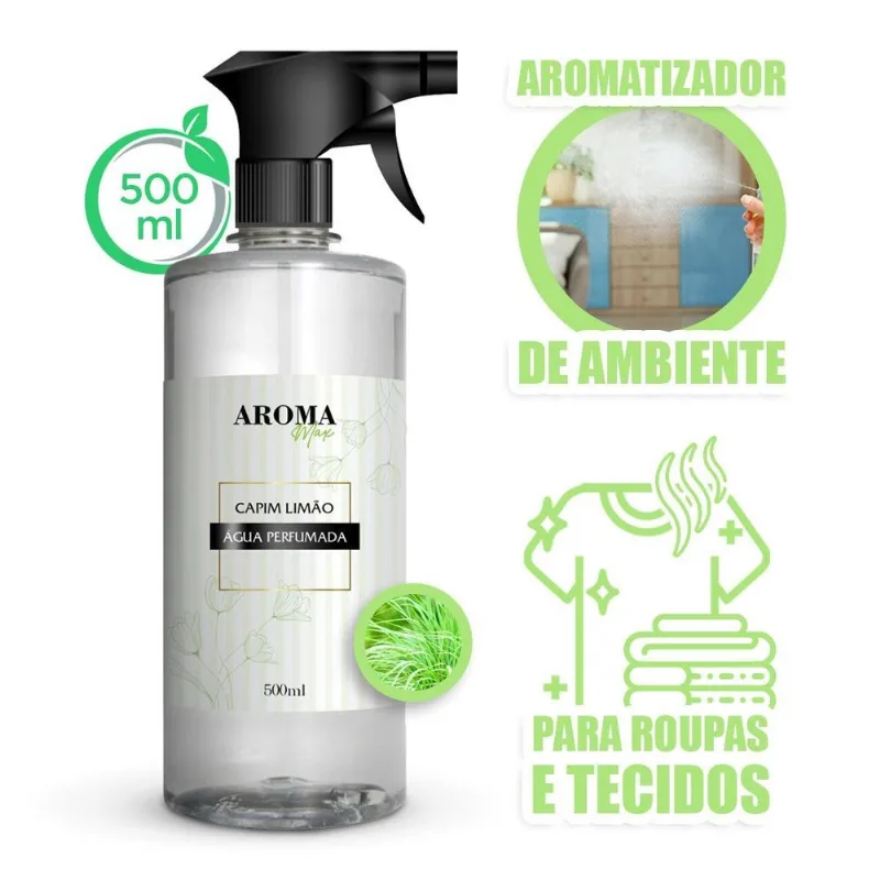 Água Perfumada Capim Limão Aromatizador Lençois Roupas 500ml