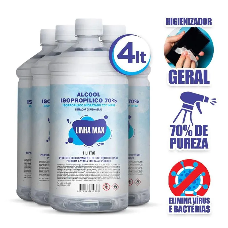 4 Litros Álcoool Isopopilico Kit Limpeza Eletronica, Placas,