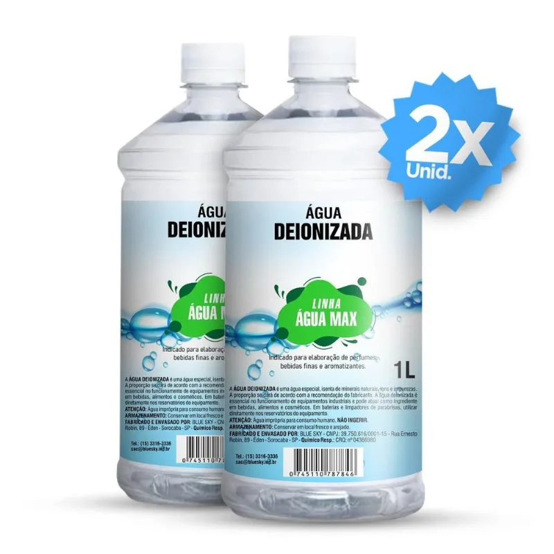 Kit 2x Água Deionizada 1 Litro