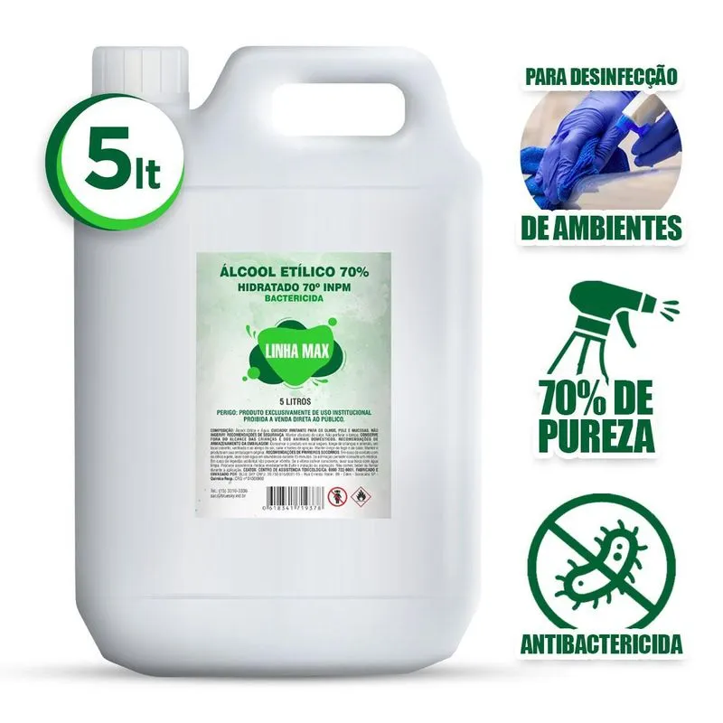 Álcoool Etílico Hidratado 70% Inpm Galão 5 Litros Líquido