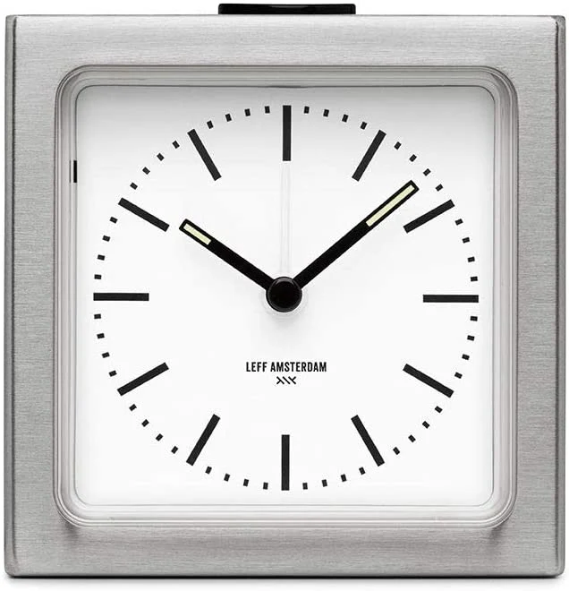 Leff amsterdam Steel/White Block Alarm Clock LT90001