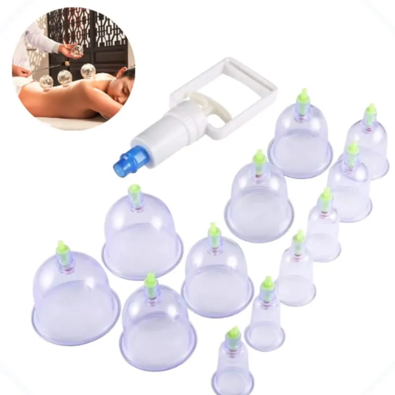 12 Copos Vácuo Terapia Sucção Ventosa Cupping Acupuntura Kit