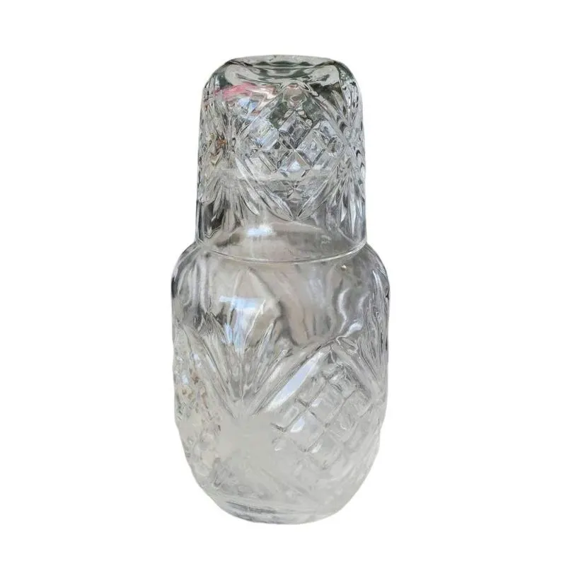 Moringa De Vidro Diamante Com Copo Decorado Jarra De Agua