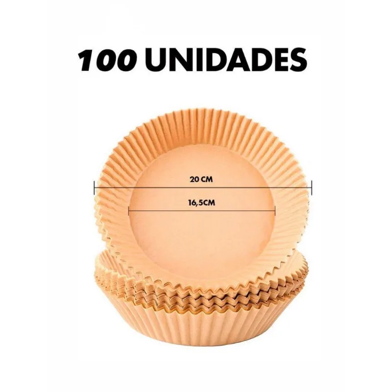 Forro Forma Papel Airfryer Descartável Antiaderente 100 Unid