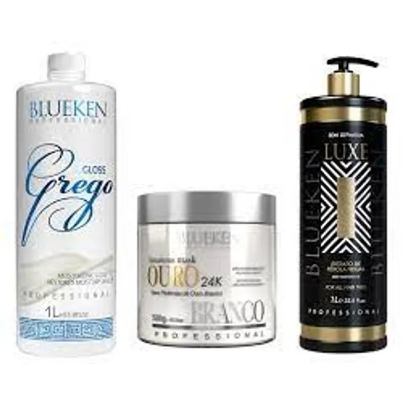 Progressiva Profissional Grego 1lt + Luxe 1lt+ Mascara Ouro