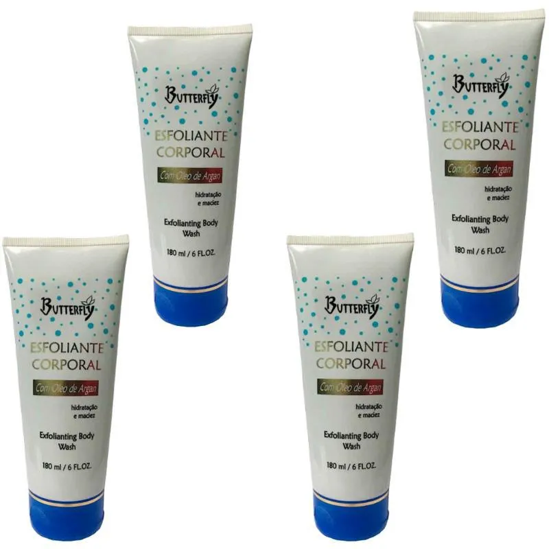 Kit 4 Loção Corporal Esfoliante Com Óleo De Argan 180gr Butt