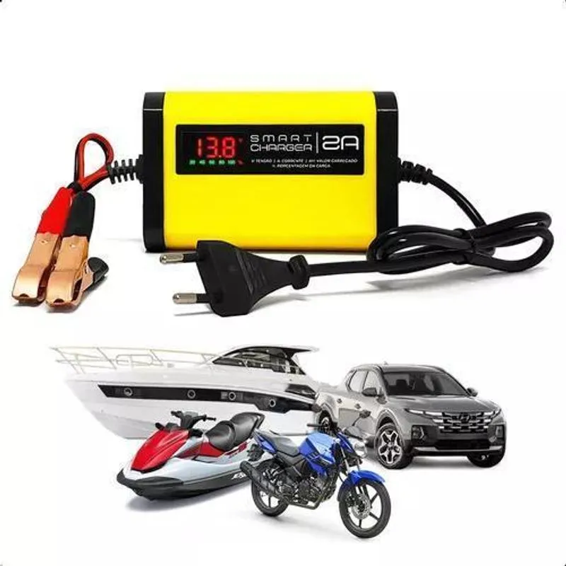 Carregador Bateria Carro Ou Moto Premium Com Indicador