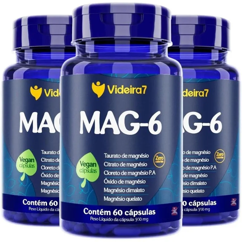 Kit 3x Mag 6 Formas De Magnésio) 60 Cápsulas Videira7