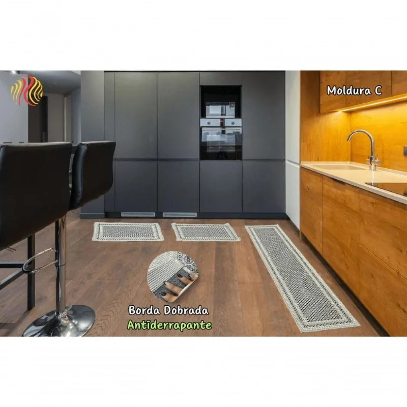 Jogo De Cozinha Lorena Sisal Look Moldura C Kit Com 3 Pecas