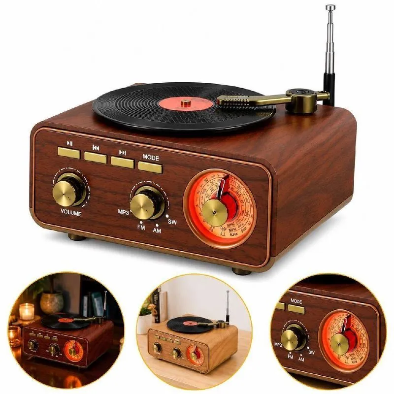Rádio Retrô Bluetooth Yeet Mini Toca Disco Radio Retro Bivolt Com Conexão Bluetooth E Rádio AM FM SW