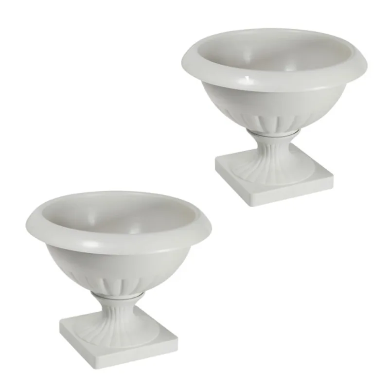 Kit 2 Vasos Decoração Grego Hera Branco *Taça Baixa