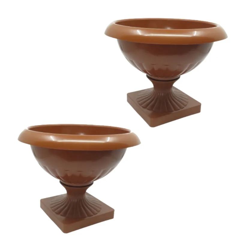 Kit 2 Vasos Decoração Grego Hera Terracota *Taça Baixa