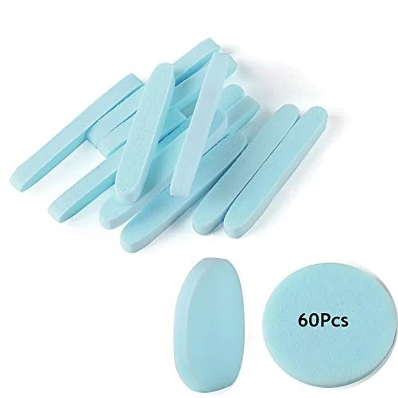 Esponjas faciais comprimidas esponja de limpeza 60 pcs, beleza maquiagem redonda face wash pads cosméticos removendo esfoliante para mulheres, azul