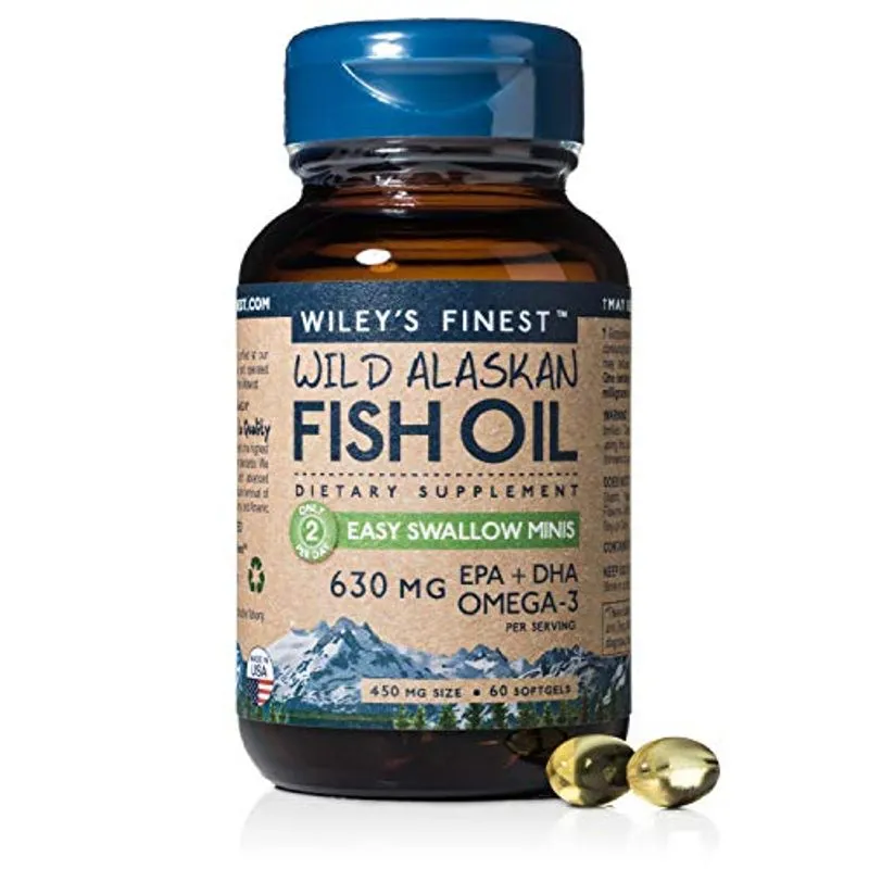 Óleo De Peixe Ômega-3 Do Alasca Selvagem - Easy Swallow Minis 2x Double Strength 630mg Epa + Dha Suplemento Natural 60 Mini Softgels