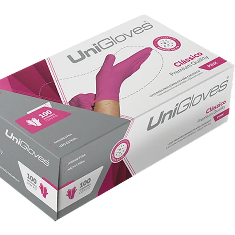 Luva De Latex Pink Classico Premiun G C/100 Unigloves