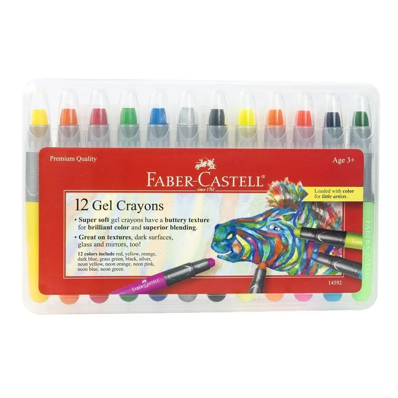 Gel Crayons Faber-castell 12 Jumbo Com Estojo De Armazenamento Para Crianças A Partir De 3 Anos