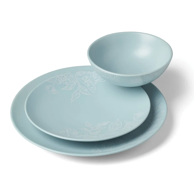 12-Piece Dinnerware Set Roseto French Blue Open Box
