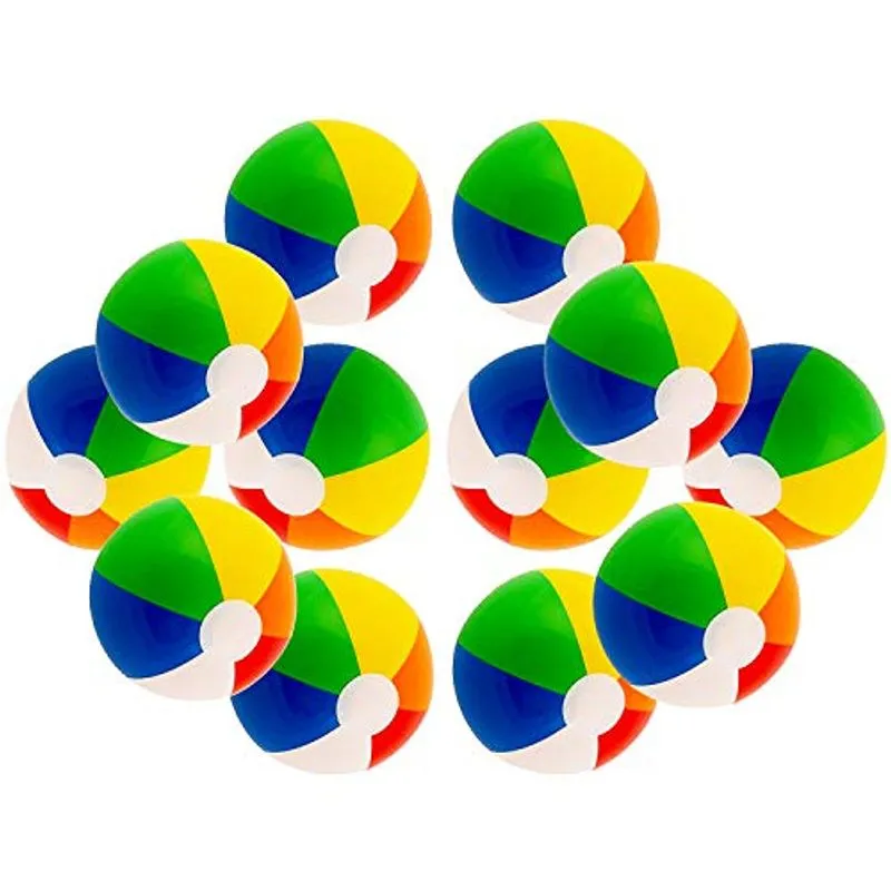 12 Rainbow Colored Party Pack Infláveis Beach Balls - Beach Pool Party Toys (12 Pack)