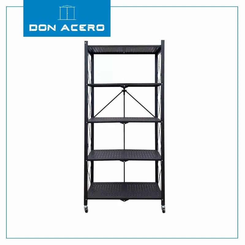 Estantería Plegable de 5 Niveles con Ruedas Color Negro DON ACERO