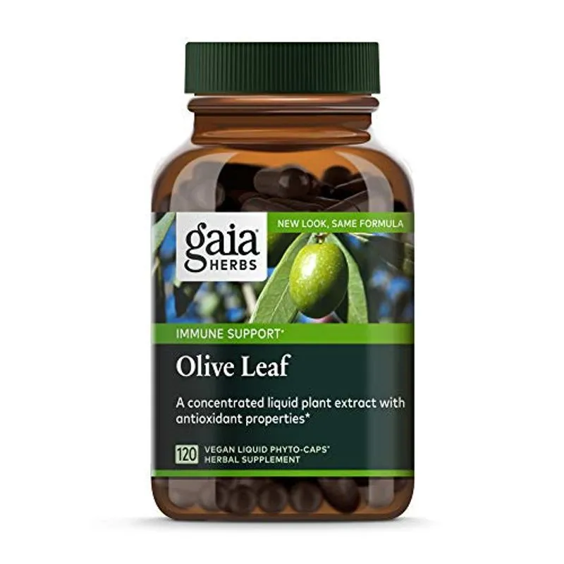 Folha De Oliveira De Ervas Gaia, Cápsulas Líquidas Veganas, 120 Contagem - Suporte Imunológico Diário E Suplemento De Saúde Cardiovascu