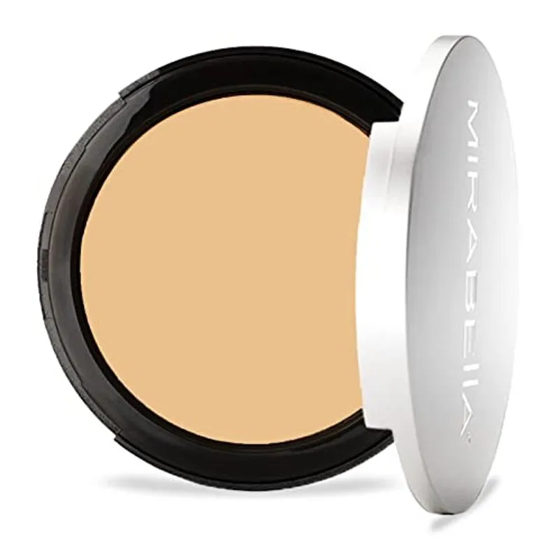 Mirabella Pure Press Powder Foundation, Cobertura Hd – Shade Medium - Pó Mineral Triplo-moído Com Ingredientes Naturais - Anti-envelheci