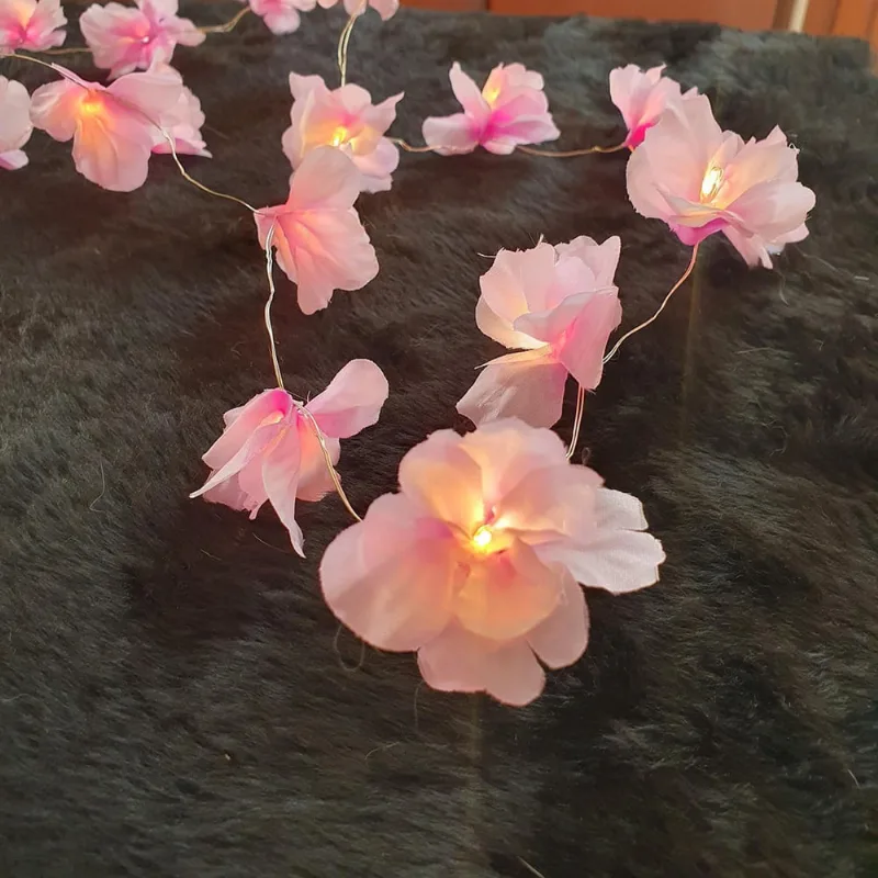 Fio De Luz Luz De Fada Flor Cerejeira Lilás 20 Leds Pilha
