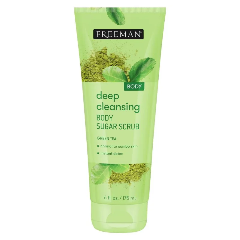 Esfoliante Corporal Com Açúcar, Chá Verde Freeman, Limpeza Profunda, 180 Ml