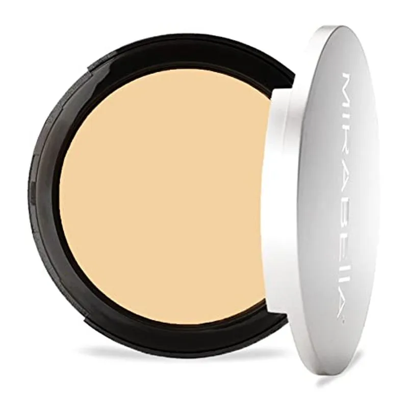 Mirabella Pure Press Powder Foundation, Cobertura Hd - Shade Light - Pó Mineral De Três Moeridas Infundida Com Ingredientes Naturais - Ant