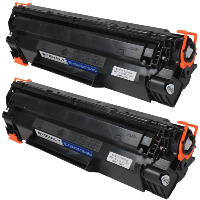 Kit 02 Unid Toner Alto Rendimento Até 2000 Páginas Compatível Com Impressoras hp P1006/M1120/M1212/M1132/P1102W 435A/436A/285A/278A