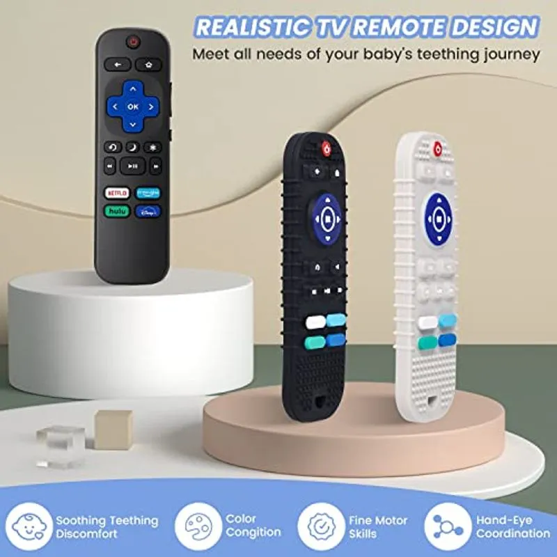 Brinquedos De Mordição Para Bebês 6-12 Meses - 2 Pack Tv De Silicone