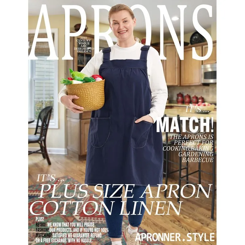 Apronner No Ties Plus Size Aventais Para Mulheres Com Bolsos C