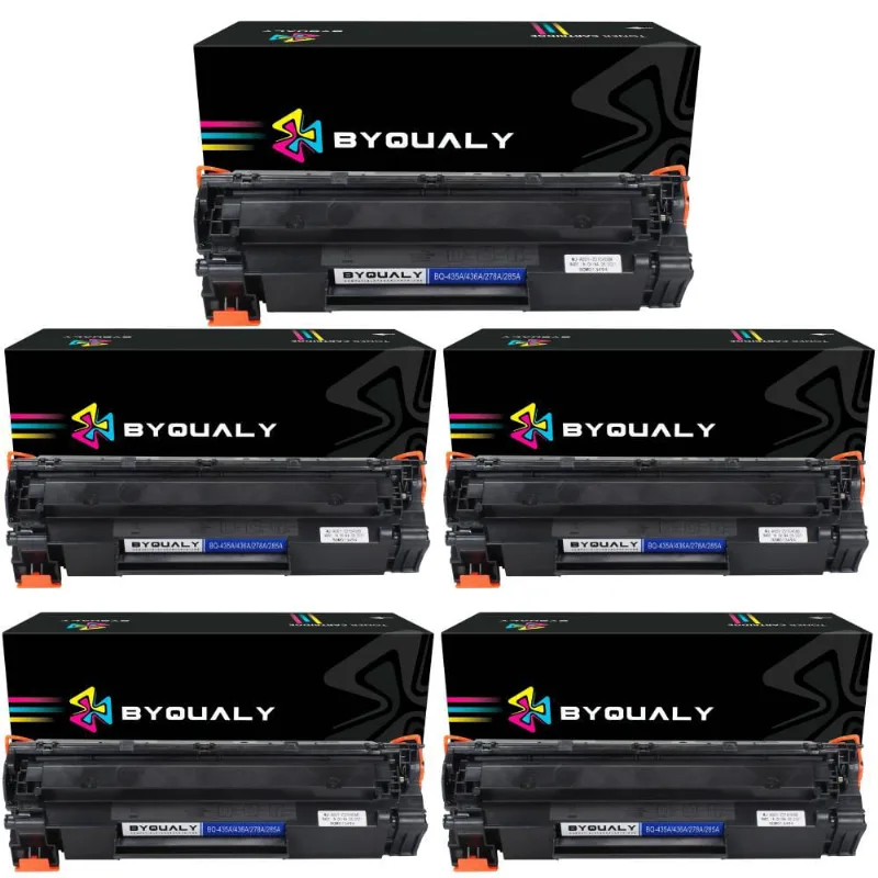 Kit 5 Unid Toner Impressão Preta Alto Rendimento 1.500 Páginas Compatível Com Impressora hp Laser Jet Pro CF283A M125/M127FN/M201/M125nw/M127sp - Byqualy