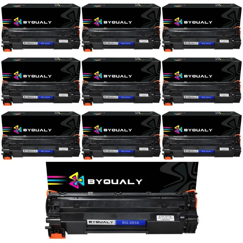 Kit 10 Unid Toner Alto Rendimento Compatível Com Impressoras hp Laser Jet Pro CF283A M125 M127FN M201 M125nw M127sp M127sf Até 1500 Páginas