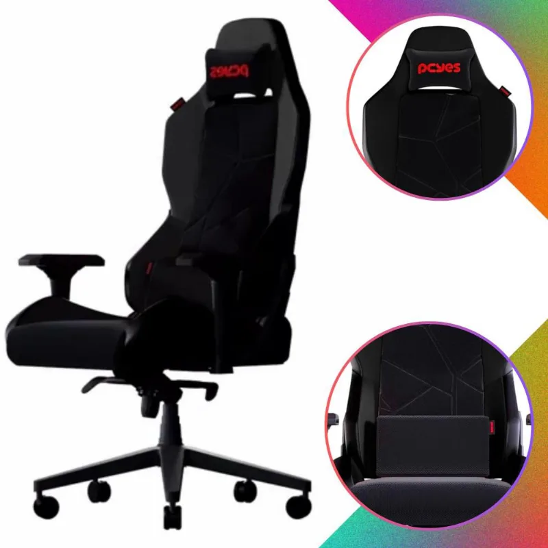 Cadeira Gamer Sentinel Pcyes Black Vulcan Com Apoio Braço Ajuste 4D Cor Preto Apoio de Almofada Magnética