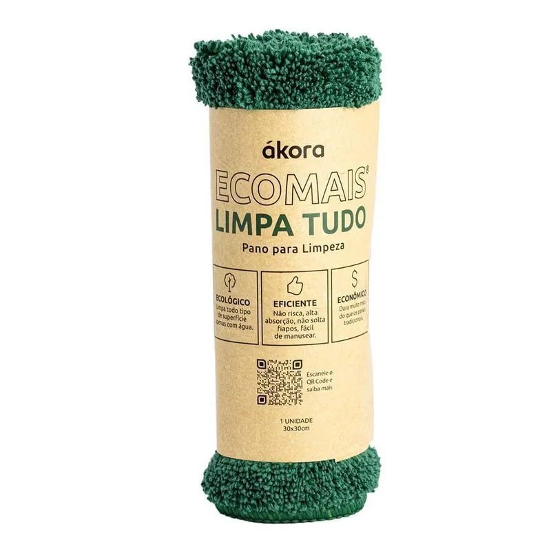 Pano De Limpeza Ecomais Limpa Tudo Verde Escuro - 30x30cm