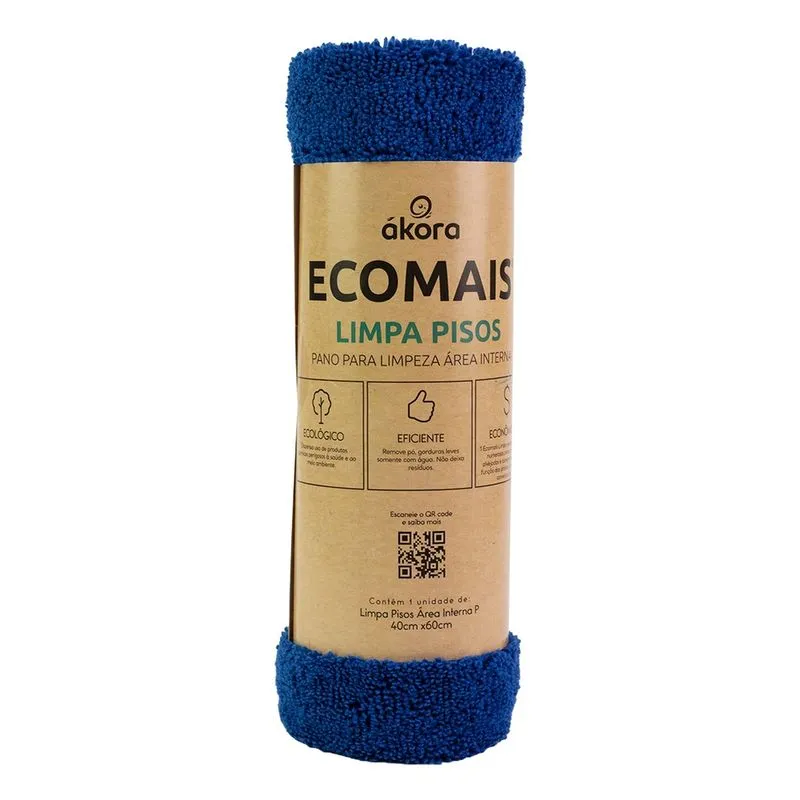 Pano de Chão Ecomais Limpa Pisos Área Interna Tamanho 40x60 cm Àkora azul