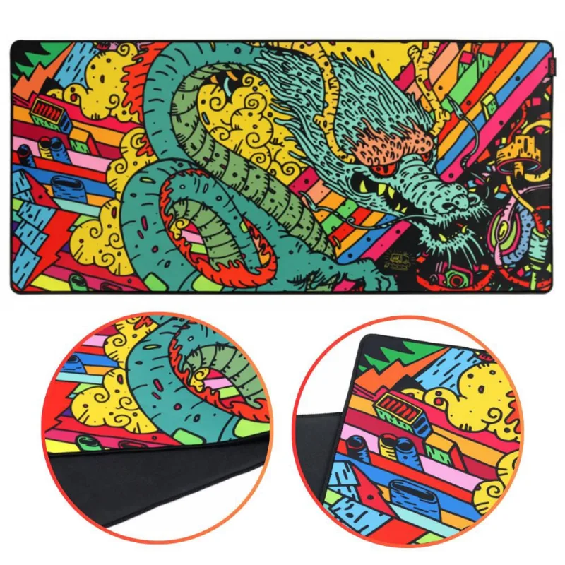 Mouse Pad Dragon pcyes Gamer Profissional Base Antiderrapante Emborrachado Bordas Costuradas Para Mais Durabilidade Estilo Speed Para Melhor Desempenho